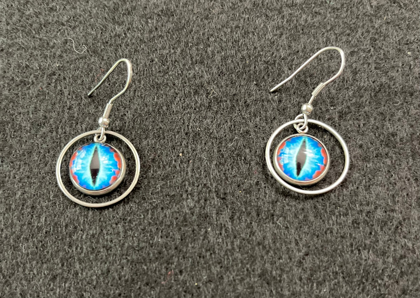 Fun Quirky Eyeball Earrings Blue Dragon Eyes