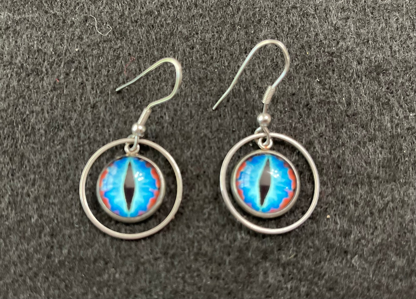 Fun Quirky Eyeball Earrings Blue Dragon Eyes