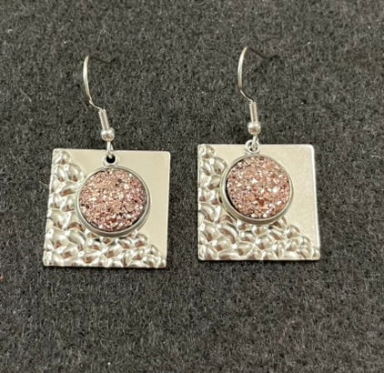 80s Inspired Retro Rose Gold Geometric Earrings