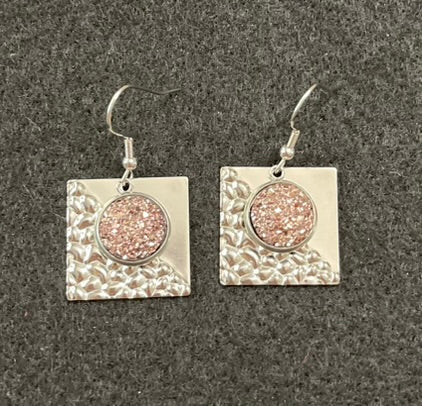 80s Inspired Retro Rose Gold Geometric Earrings