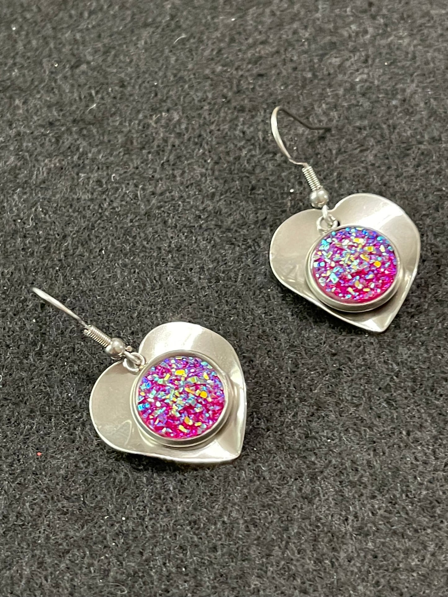 80s Inspired Retro Earrings Love Hot Pink Hearts