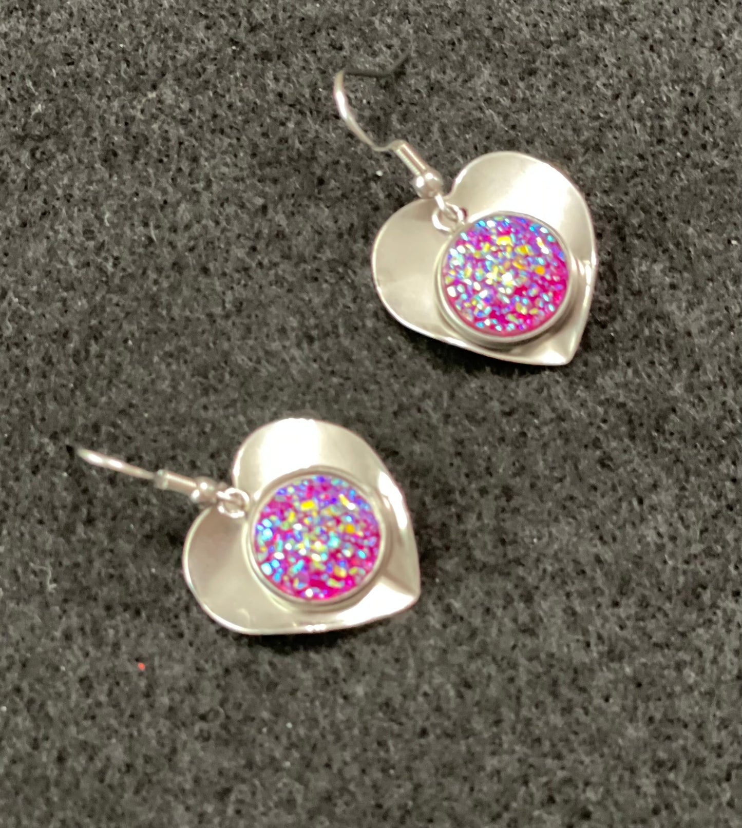 80s Inspired Retro Earrings Love Hot Pink Hearts