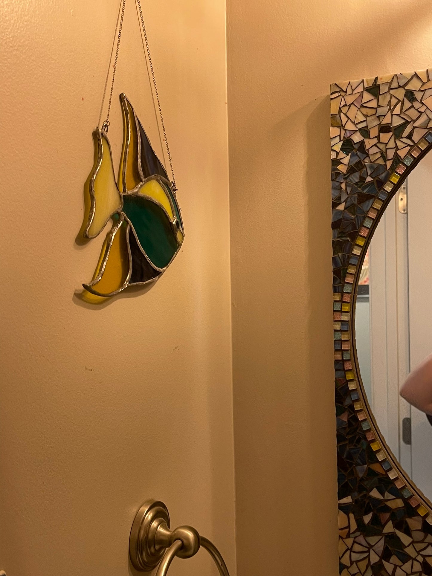Stained Glass Fish, Bathroom Wall Hanging