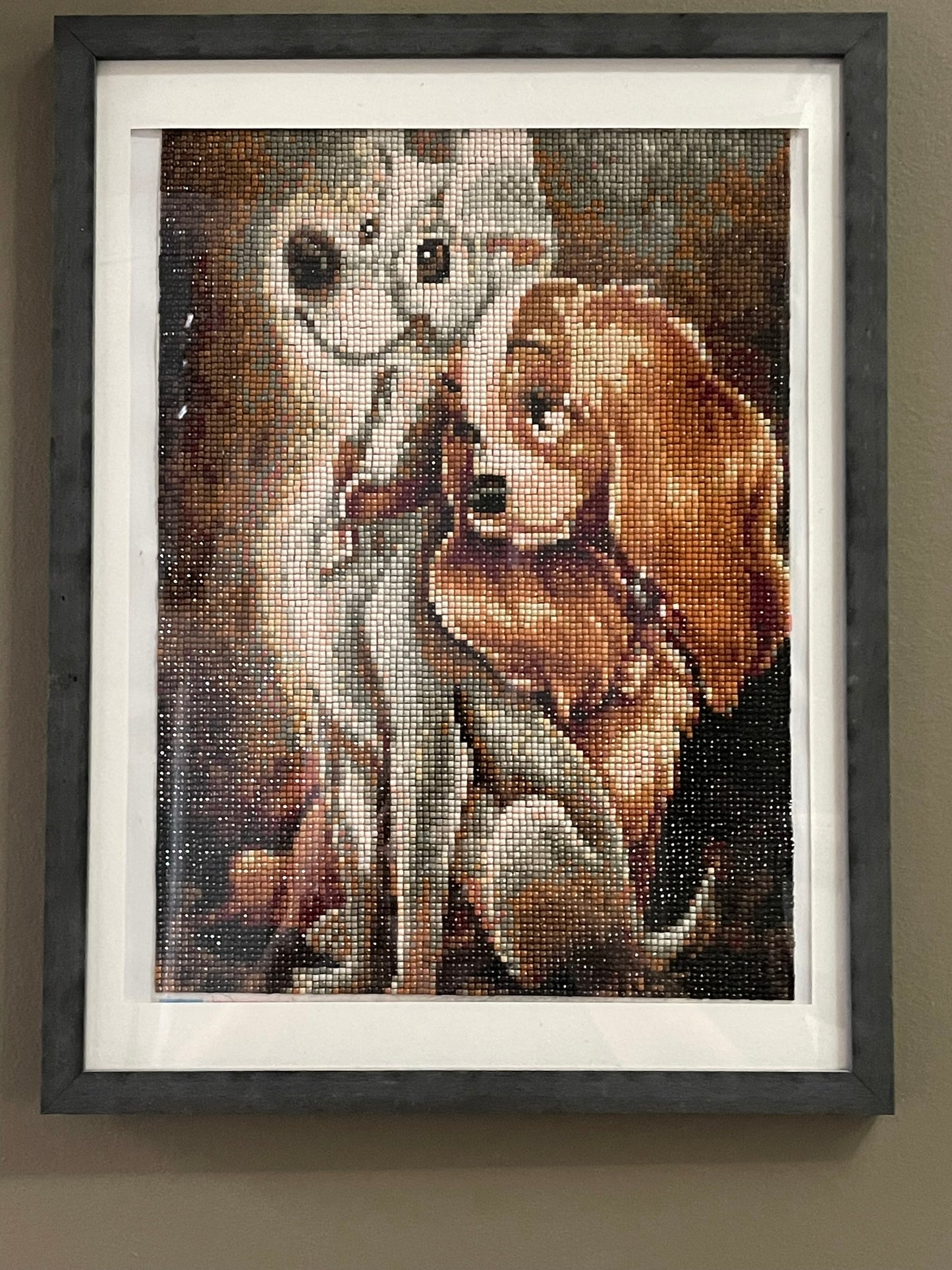 Lady and the Tramp Inspired Framed Diamond Art Wall Hanging