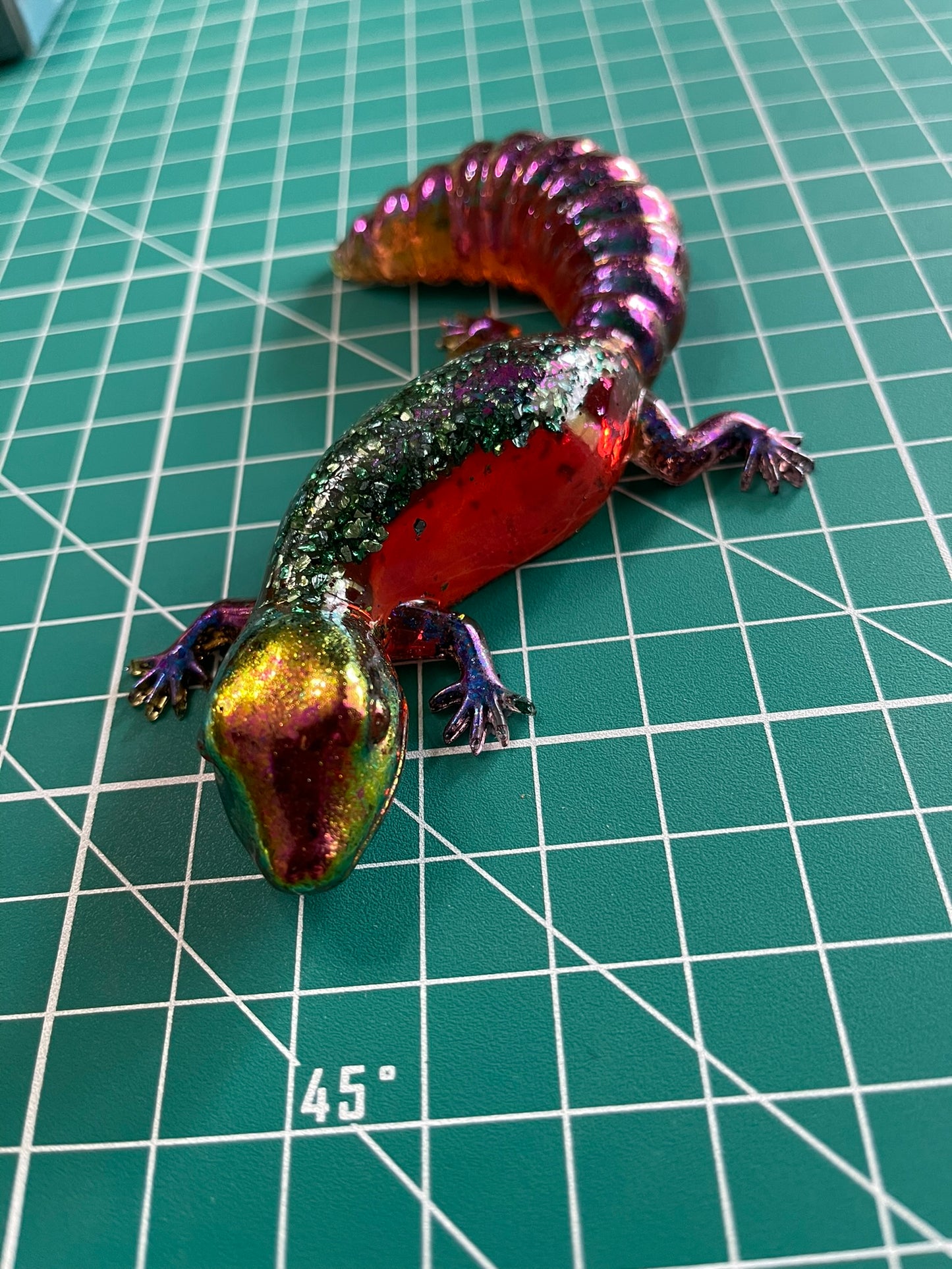 Amber and Gold Glitter Leopard Gecko Figurine