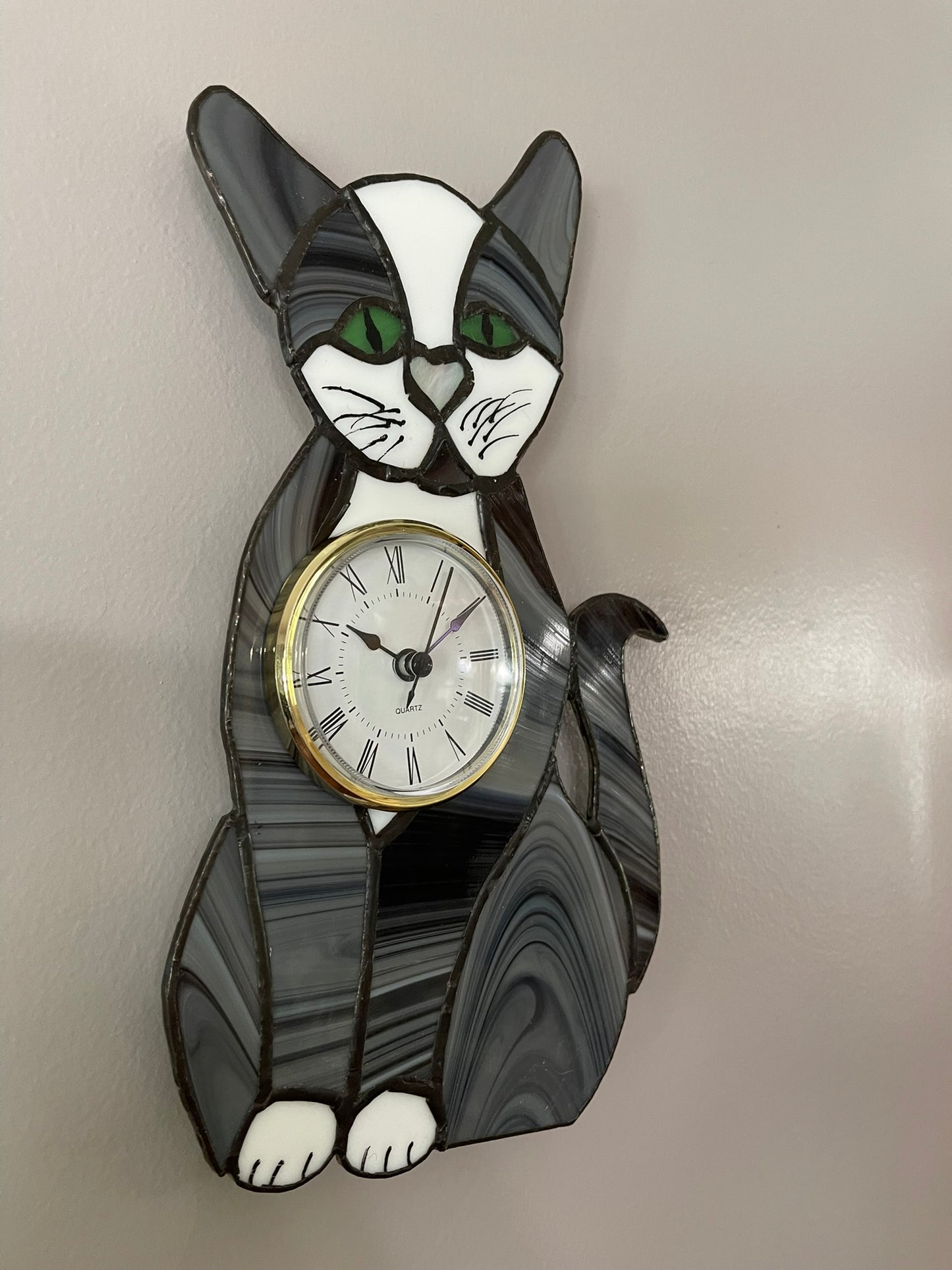 Gray Tabby Cat Clock
