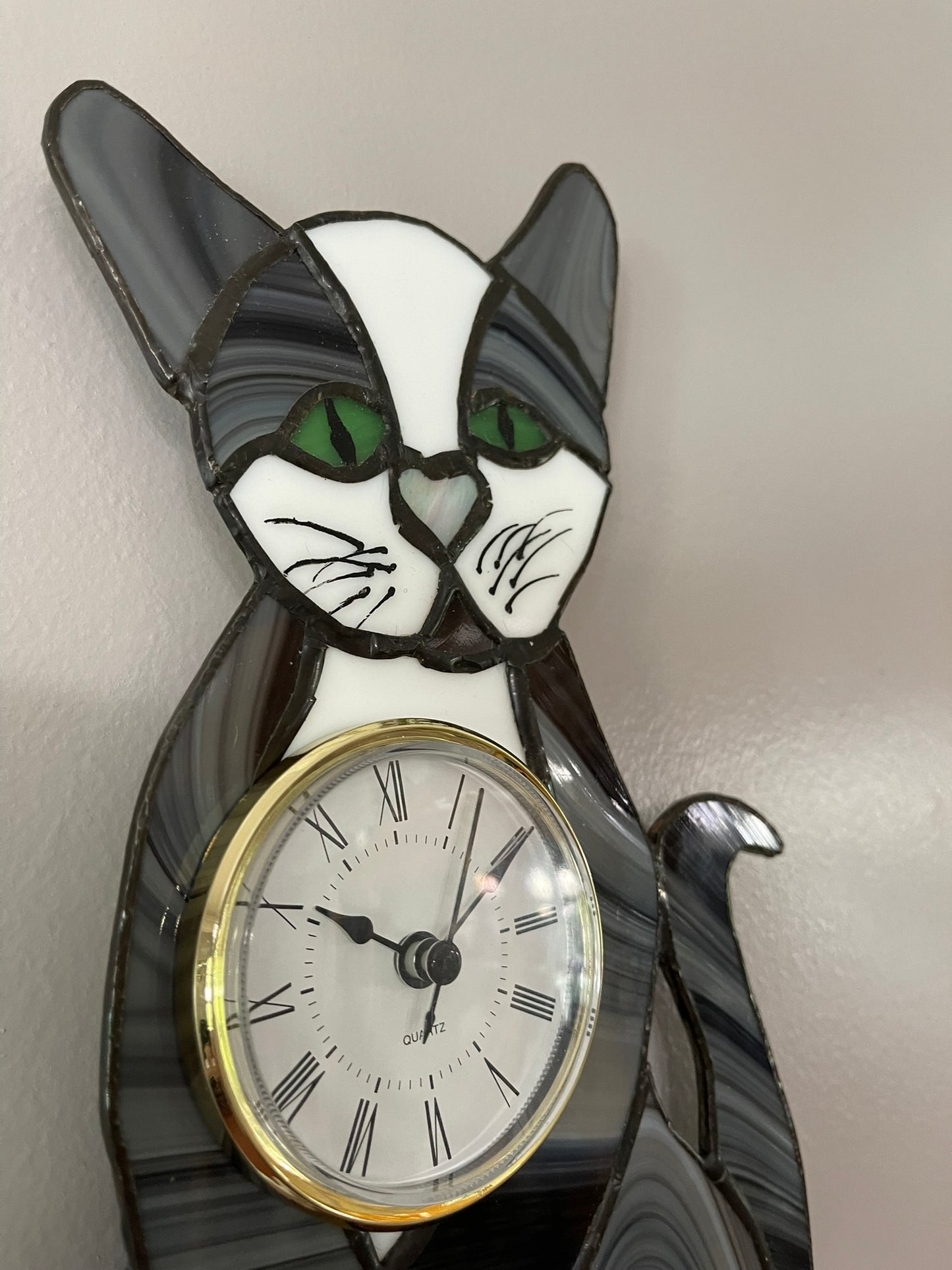 Gray Tabby Cat Clock