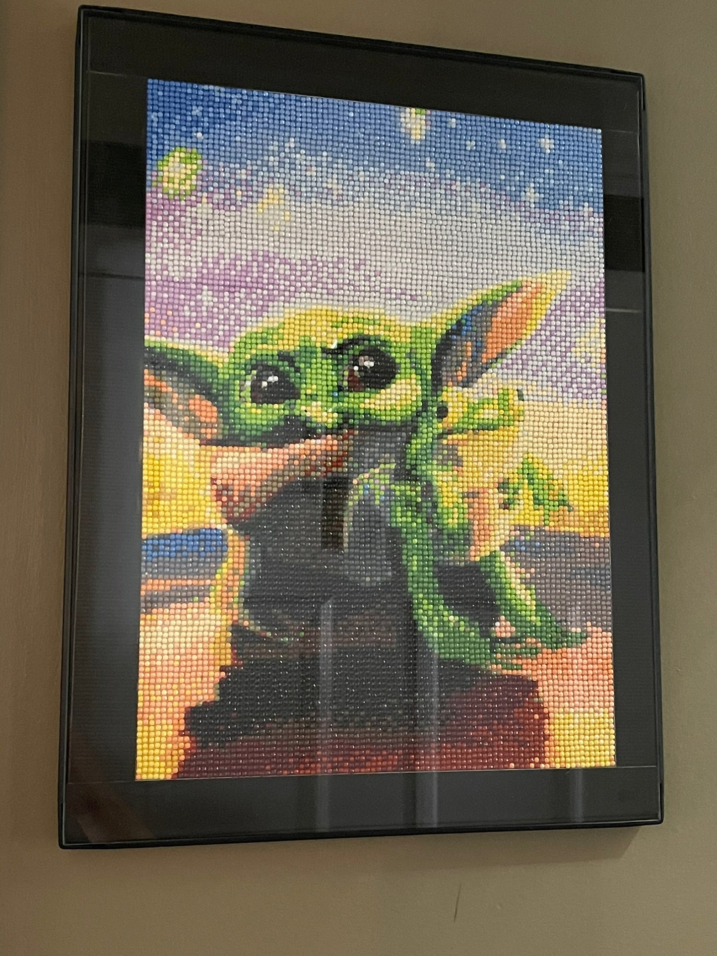 Grogu and Frog Diamond Embroidery Framed