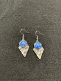 80s Inspired Retro Earrings Blue and Silver