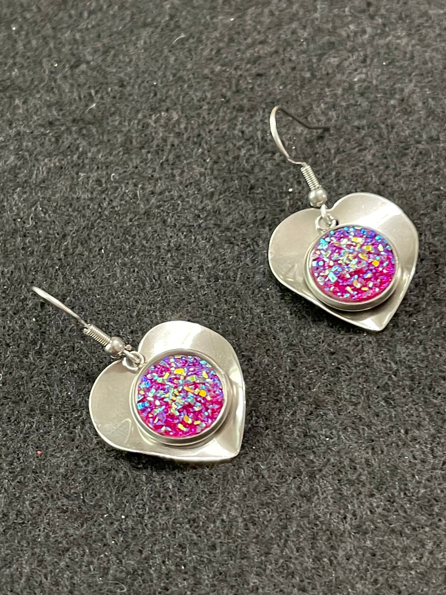 80s Inspired Retro Earrings Love Hot Pink Hearts