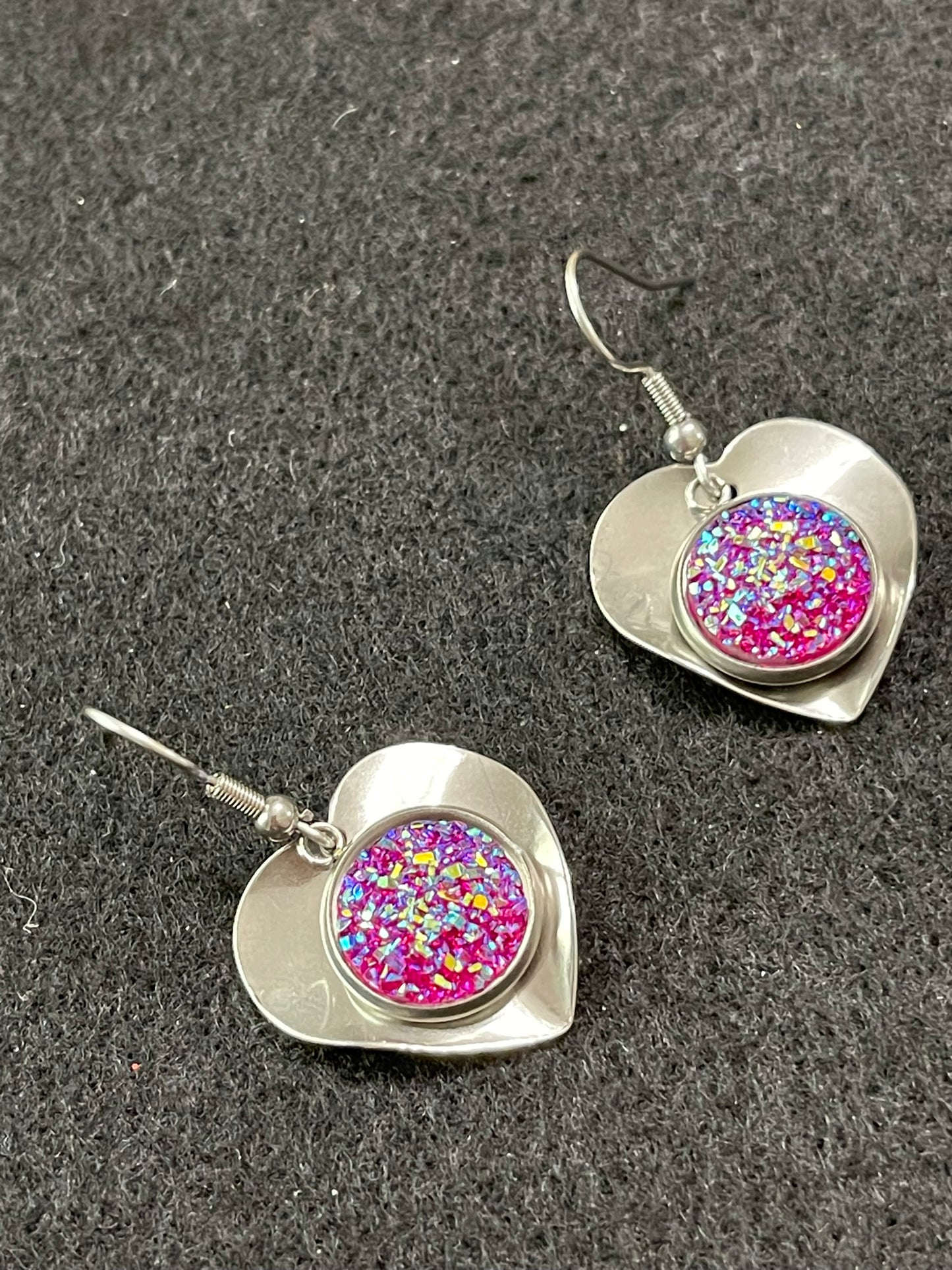 80s Inspired Retro Earrings Love Hot Pink Hearts