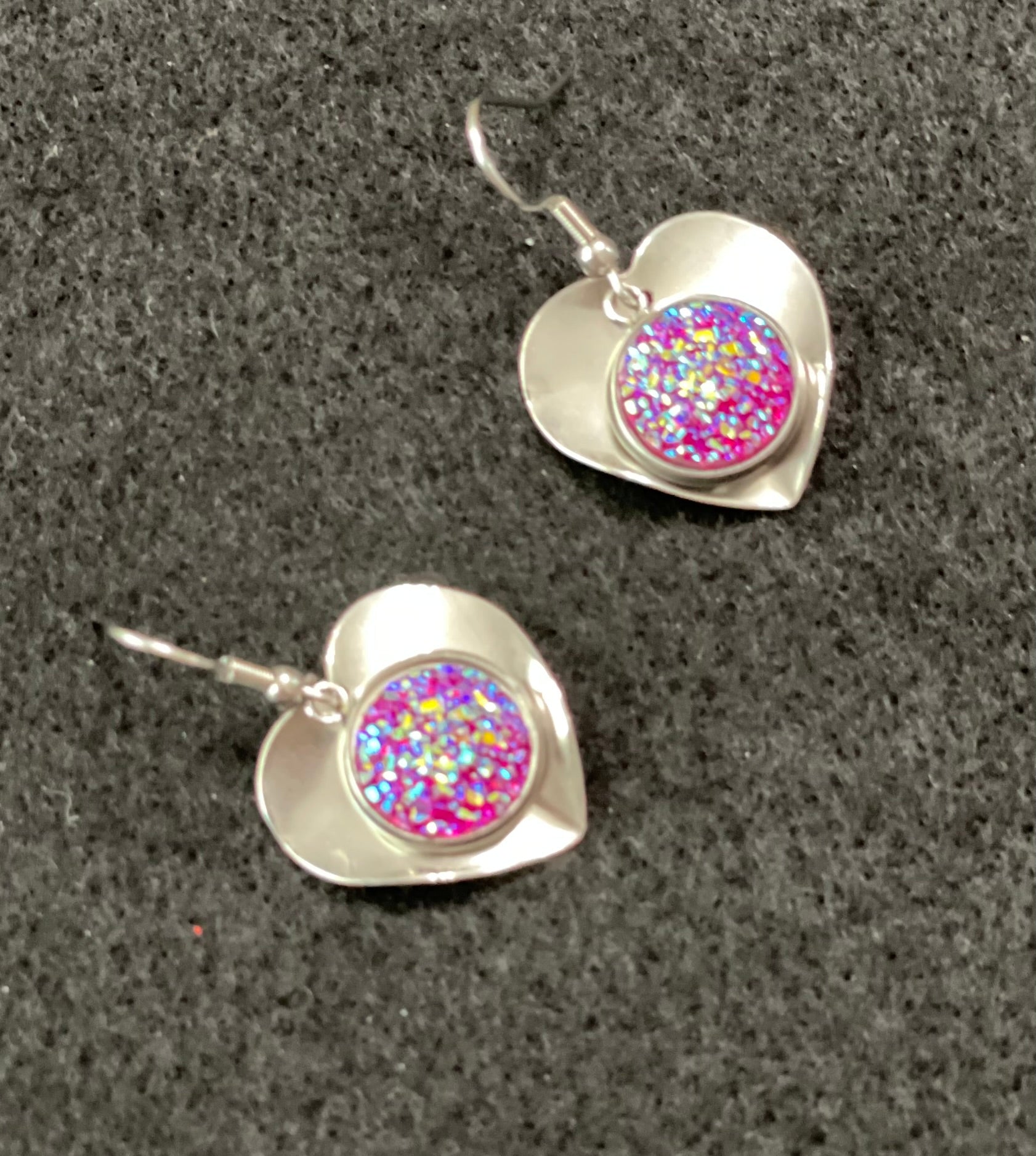 80s Inspired Retro Earrings Love Hot Pink Hearts