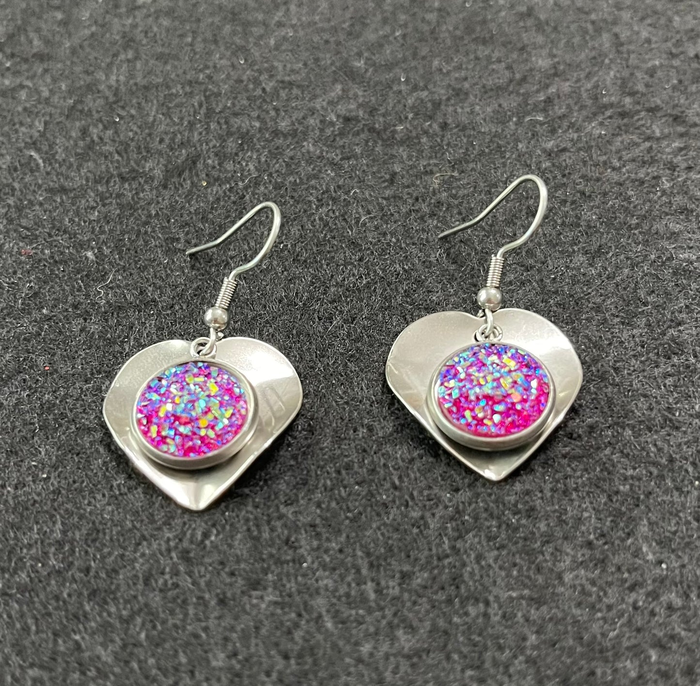 80s Inspired Retro Earrings Love Hot Pink Hearts
