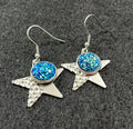 80s Inspired Retro Earrings Blue and Silver Stars 4th of July