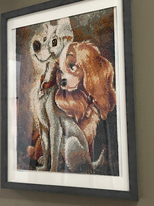 Lady and the Tramp Inspired Framed Diamond Art Wall Hanging