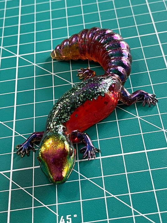 Amber and Gold Glitter Leopard Gecko Figurine