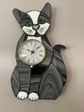 Gray Tabby Cat Clock