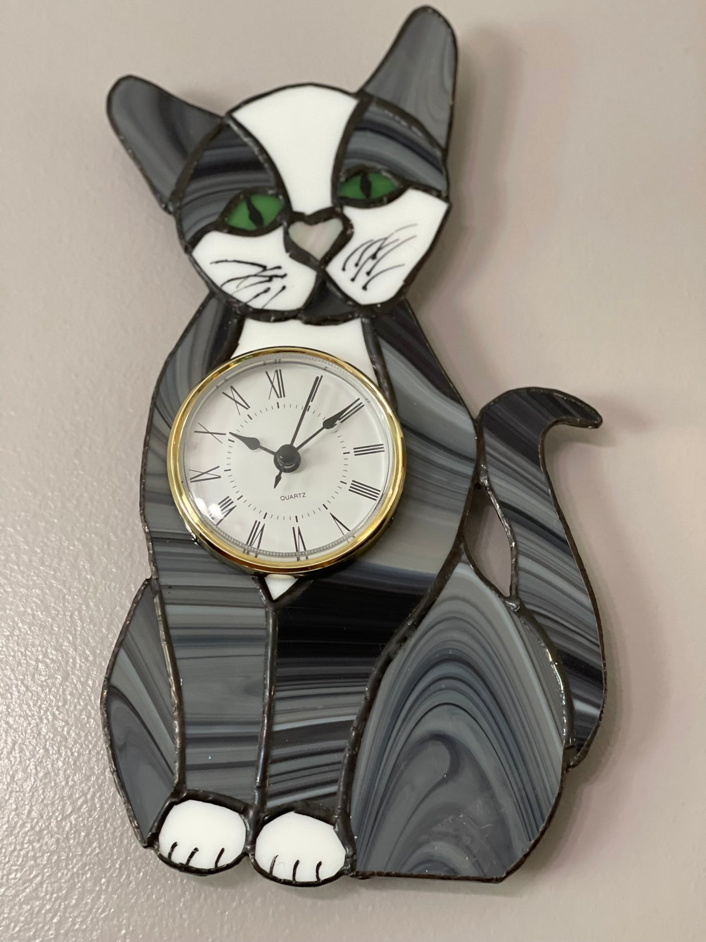 Gray Tabby Cat Clock