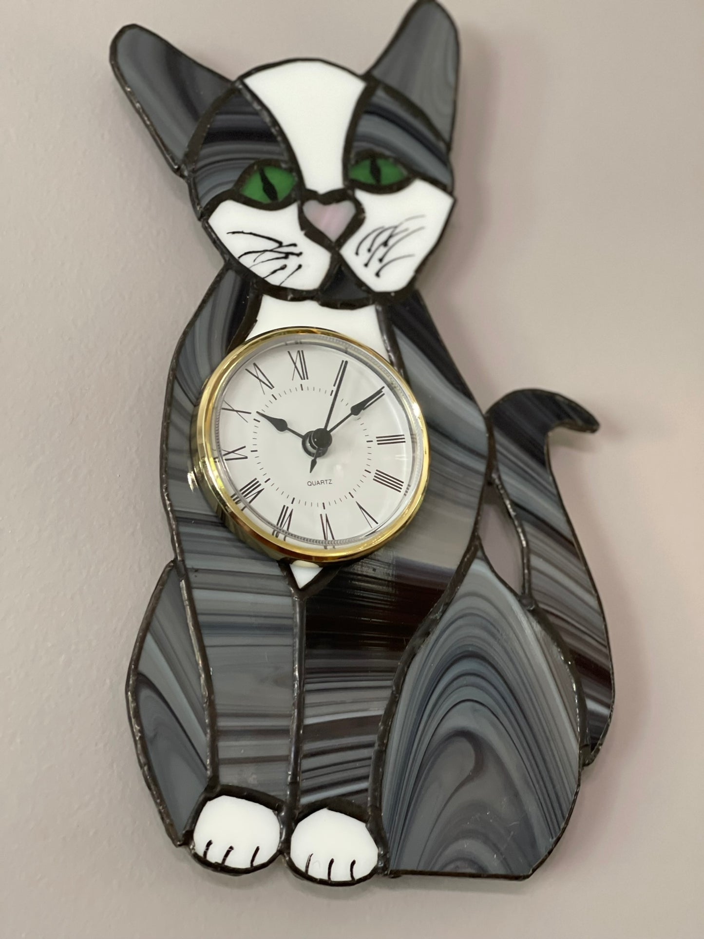 Gray Tabby Cat Clock