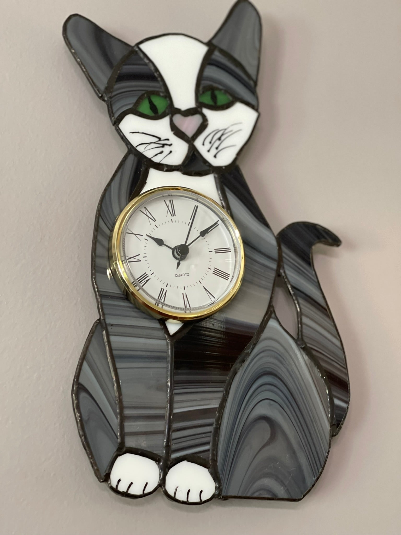 Gray Tabby Cat Clock