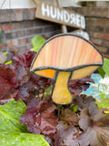 Stained Glass Garden Mushroom Light Orange Swirl
