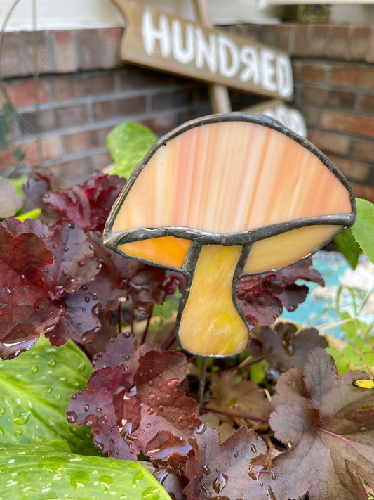 Stained Glass Garden Mushroom Light Orange Swirl