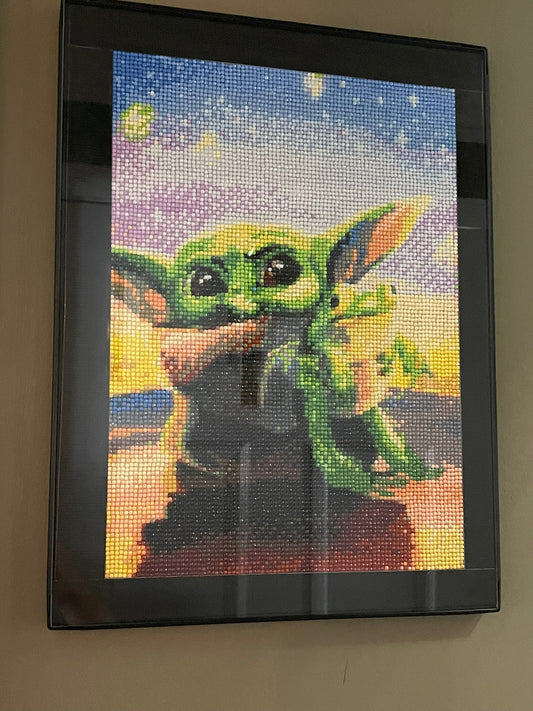 Grogu and Frog Diamond Embroidery Framed